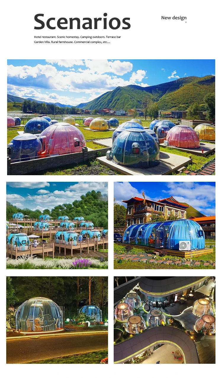 Prefab Polycarbonate Winter Geodesic Clear Dome Tent Green Dome House