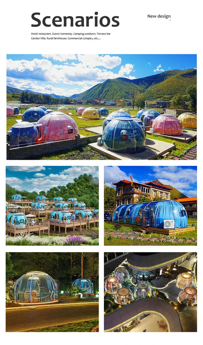 Prefab Polycarbonate Winter Geodesic Clear Dome Tent Green Dome House