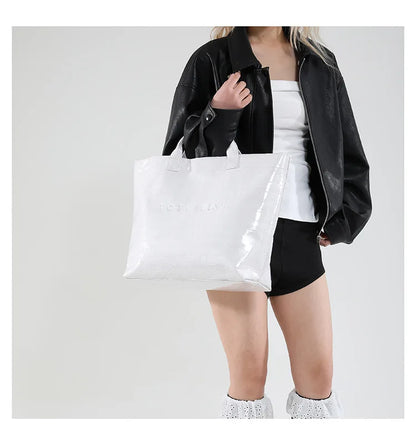 Crocodile Texture Tote Bag Pvc Kraft Paper Large Capacity Luxury Hobo Handbag Women Casual Shopping Letters Top Handle Hand Bags