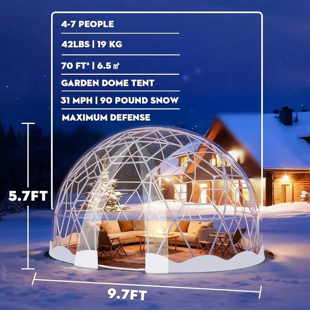 All-Weather Geodesic Dome Tent for 2-8 People, Clear Bubble Structure with Door & Window, Suitable for Outdoor, Camping, and Par