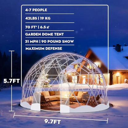 All-Weather Geodesic Dome Tent for 2-8 People, Clear Bubble Structure with Door & Window, Suitable for Outdoor, Camping, and Par