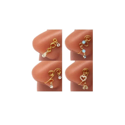 Nose Cuffs Fake Nose Ring Brass Thread Bead Dangle Copper Clip On Nose Ring Non Piercing Body Jewelry For Women