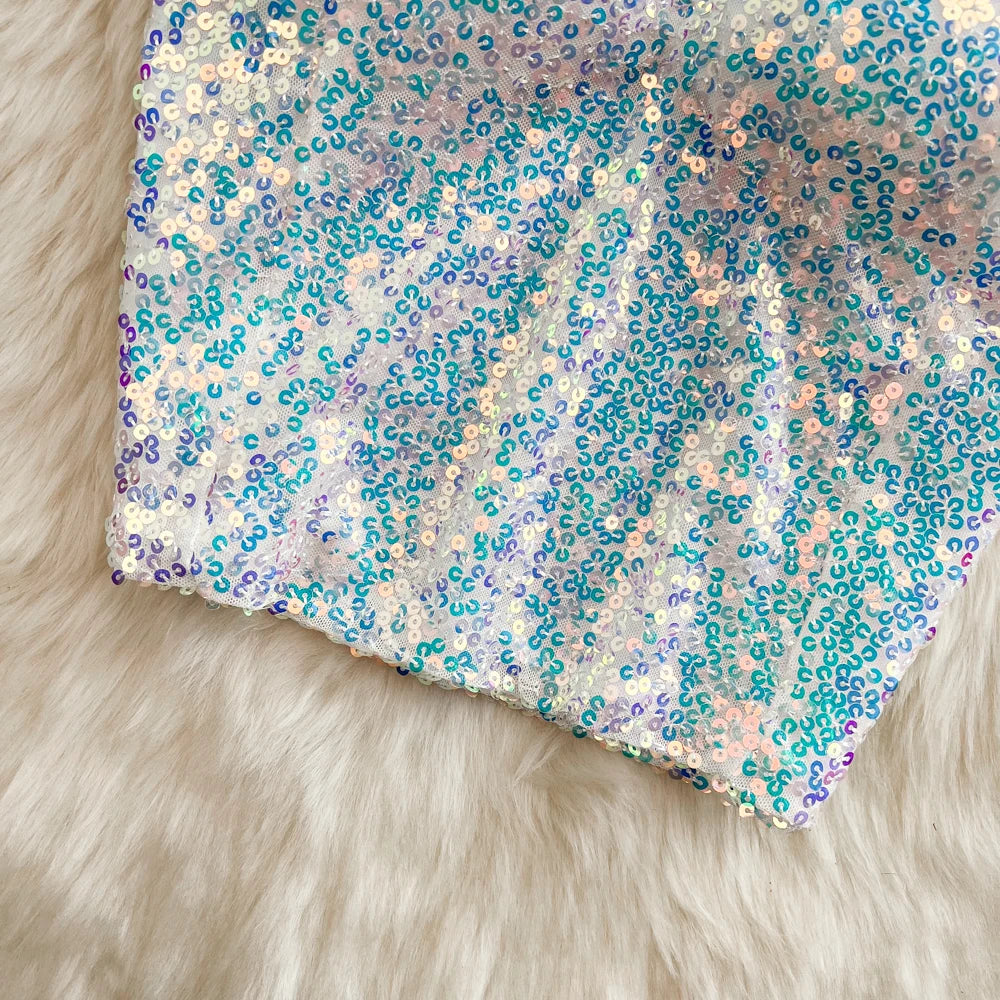 Sexy Sequin Party spaghetti Croset Bustier backless Slim Tanks and Camis Strap Glitter Crop Top Fashion Summer Women Clothes Y2k