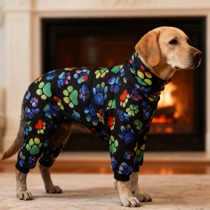All-Season Digital Printing Dog T-shirts - The dog paw print design adds color to the black color. Fashionable dog paw print gre