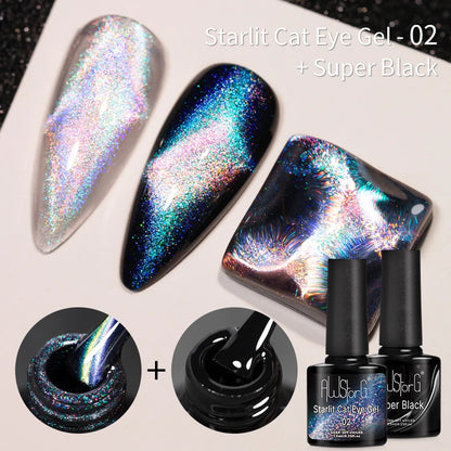 AWStorG 7.5ml Starlit Chameleon Cat Magnetic Gel Nail Polish Double Colors Semi Permanent UV Gel Varnish Need Black Base