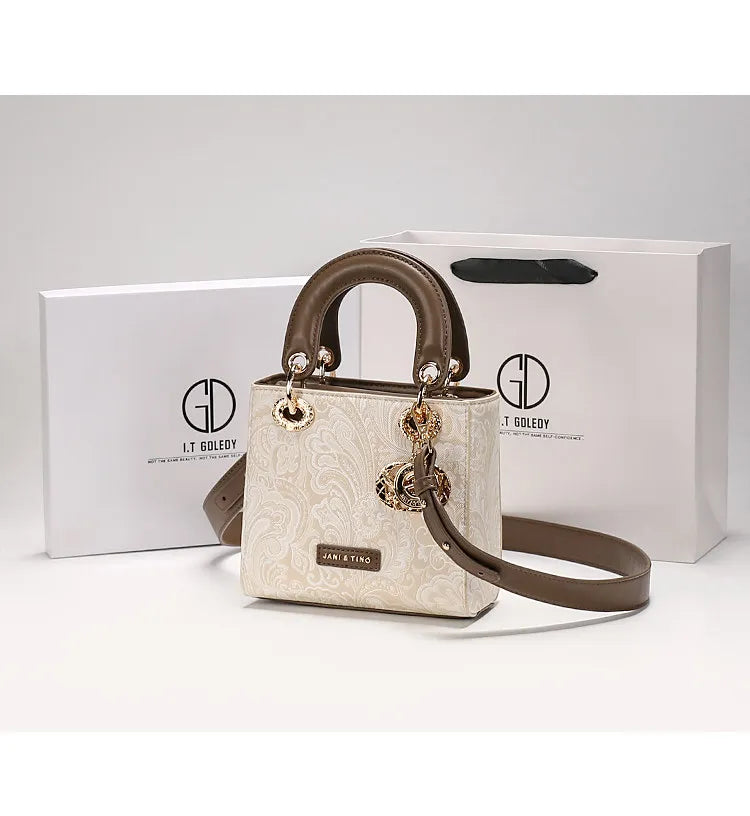 Luxury and Versatile Handheld Square Bag with Delicate Embroidery and High Quality Metal Pendant Women New Fashion Crossbody Bag