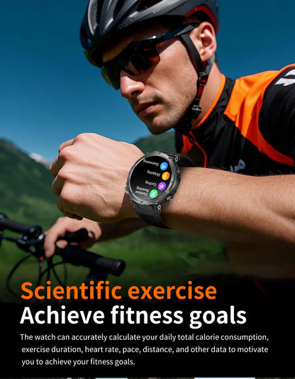 COANR2026 New Military Smart Watch 850mAh Battery GPS trace Compass 3ATM Waterproof Tactics Sport Flashlight call SmartWatch Men
