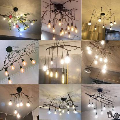 DIY Spider Lights Vintage Chandelier Edison Industrial Hanging Lamp Ceiling Multiple Pendant Light Kitchen Farmhouse Living Room