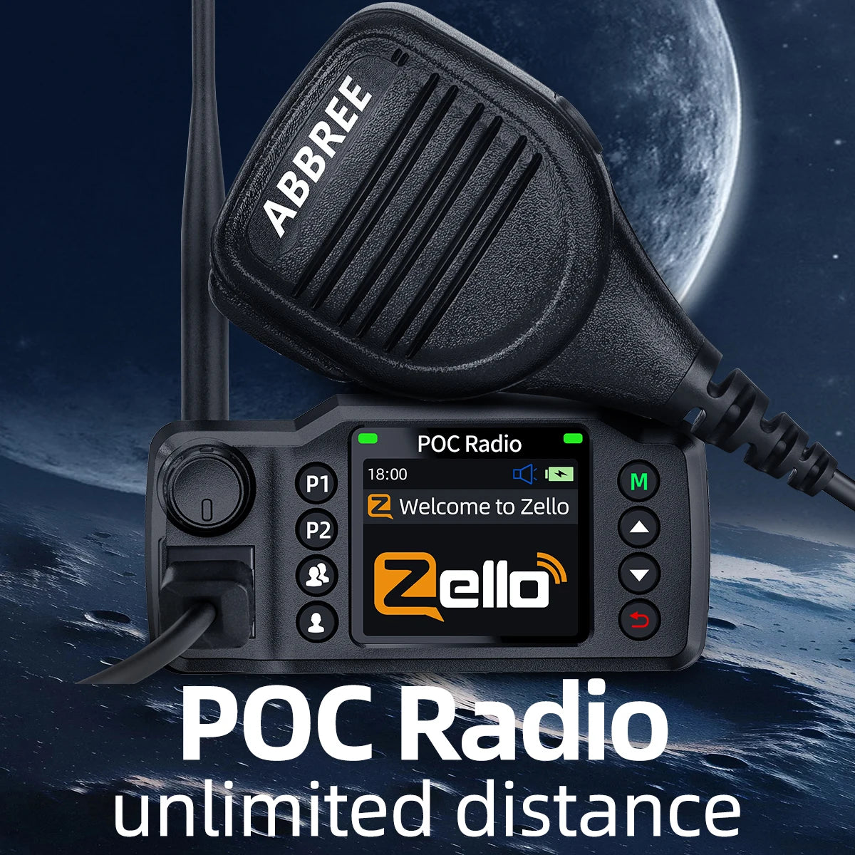 ABBREE GP-8900 PLUS Global POC Network Mini Mobile Radio Zello GPS Android Bluetooth WiFi Unlimited distance 4G/3G/2G Car Radio