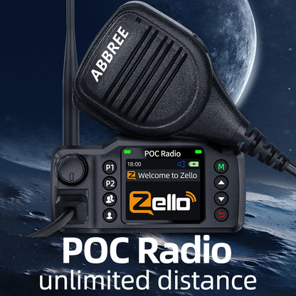 ABBREE GP-8900 PLUS Global POC Network Mini Mobile Radio Zello GPS Android Bluetooth WiFi Unlimited distance 4G/3G/2G Car Radio