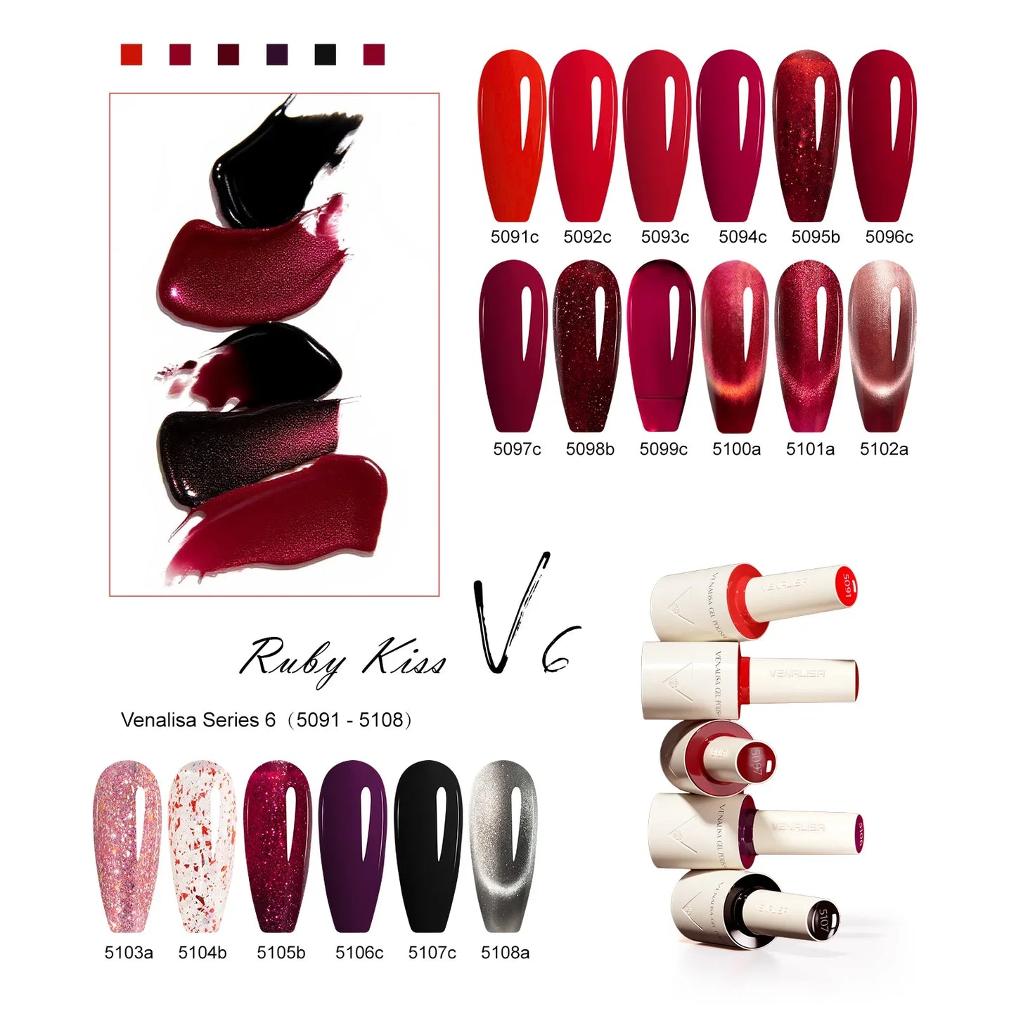 Venalisa 10ml HEMA TPO Free Red Cat Eye Gel Polish Soak Off UV LED Magnetic Nail Polish Diamond Top Long Wear Gel Varnish