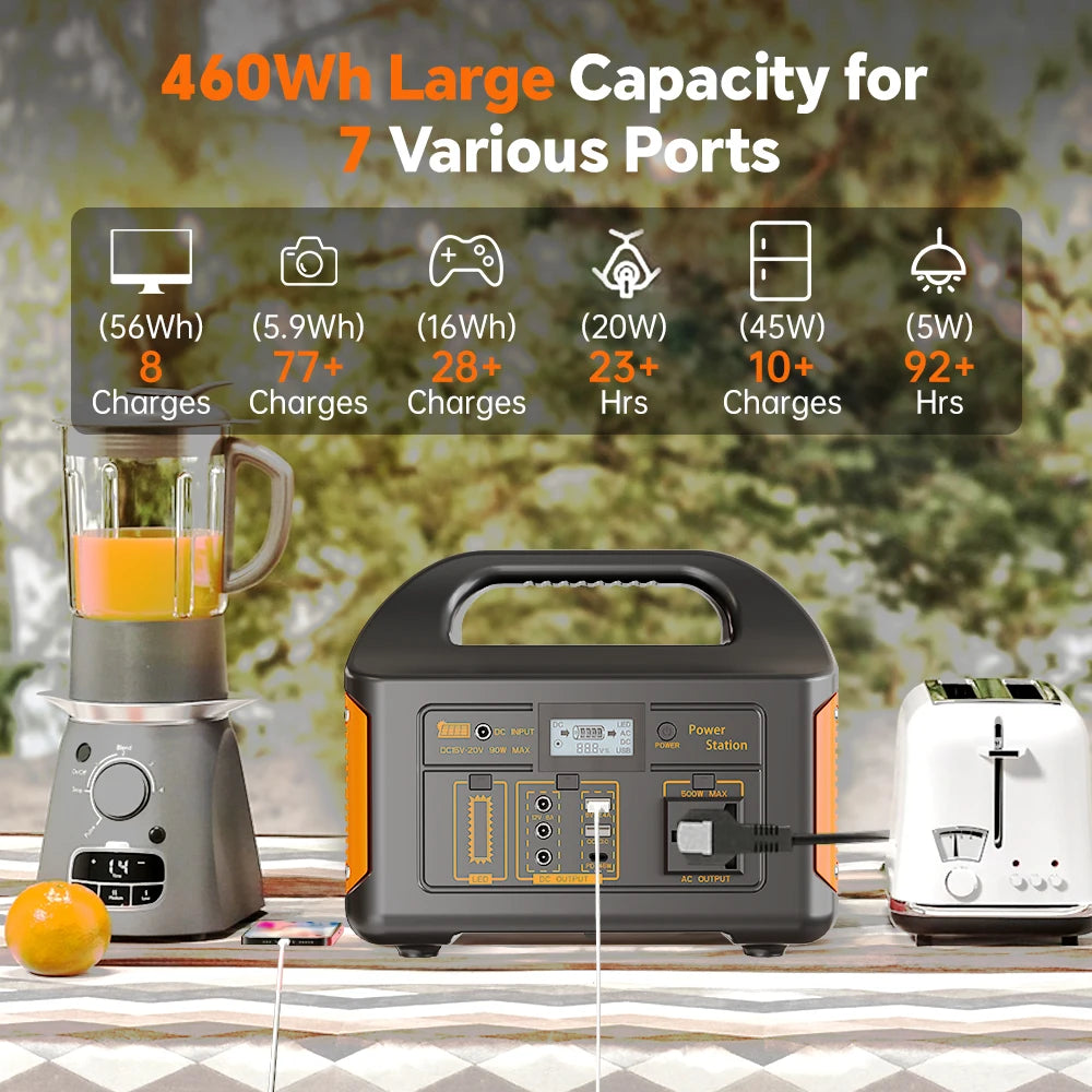 Gaiaray 300W 500W 460.8Wh Portable Power Station Solar Generator AC 110V Emergency Power Plant Power Bank for Home Camping RV