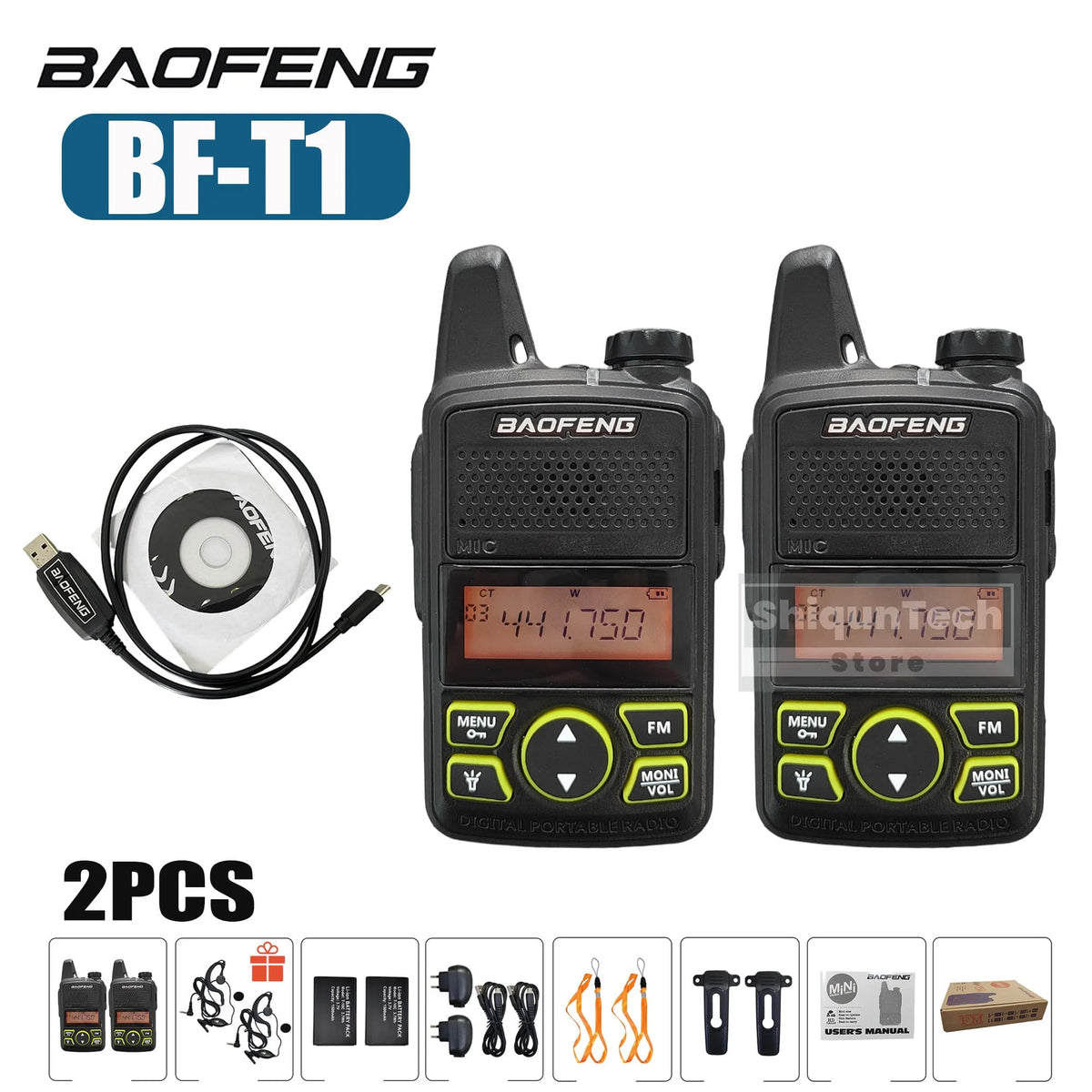 Baofeng BF-T1 Mini Two Way Radio UHF 400-470MHz FM Radio Receiver 5W 20CH Transceiver T1 Walkie Talkie For Kids Gifts 1/2/4/6PCS