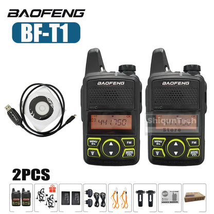 Baofeng BF-T1 Mini Two Way Radio UHF 400-470MHz FM Radio Receiver 5W 20CH Transceiver T1 Walkie Talkie For Kids Gifts 1/2/4/6PCS