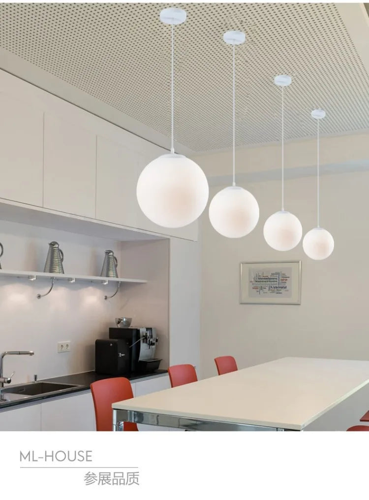 Black White Golden Ball Chandelier Lights Glass Frosted Lampshade Restaurant Bar Kitchen Hanging Lamps G9 E27 Indoor Lighting