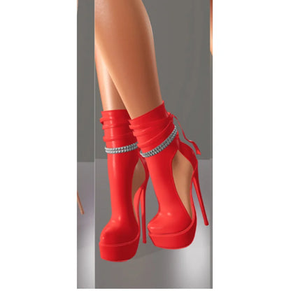 Black Chain Platform Sandals Thin High Heel Pointed Toe Fashion Sexy Cool 2025 Summer Big Size Woman Shoes Zapatillas Mujer