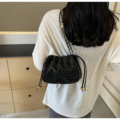 Chain Bag Ladies PU Leather Shoulder Bags Purse for Women Fashion Crossbody Bags Underarm Bag Small Square Satchel Handbag Bolas