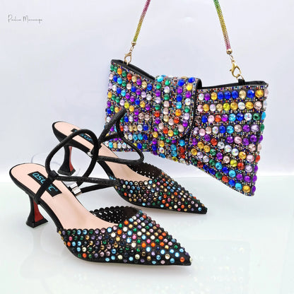Navy Blue New Design Envelope Style Ladies Bag And High Heels Nigerian Fashion Ladies Shoulder Bags For Party Or Commuting