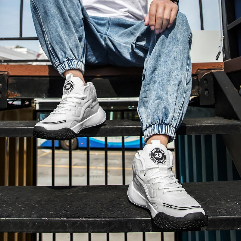 Unisex Basketball Shoes Thick Bottom Rebound Combat Training Sneakers Breathable Comfort Competition Basketball Boots for Men
