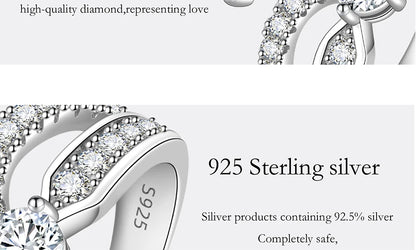 PERFANY 1.3CT Moissanite Ring for Women S925 Pure Silver Crown Double Layer Design Laboratory Diamond Wedding Luxury Jewelry