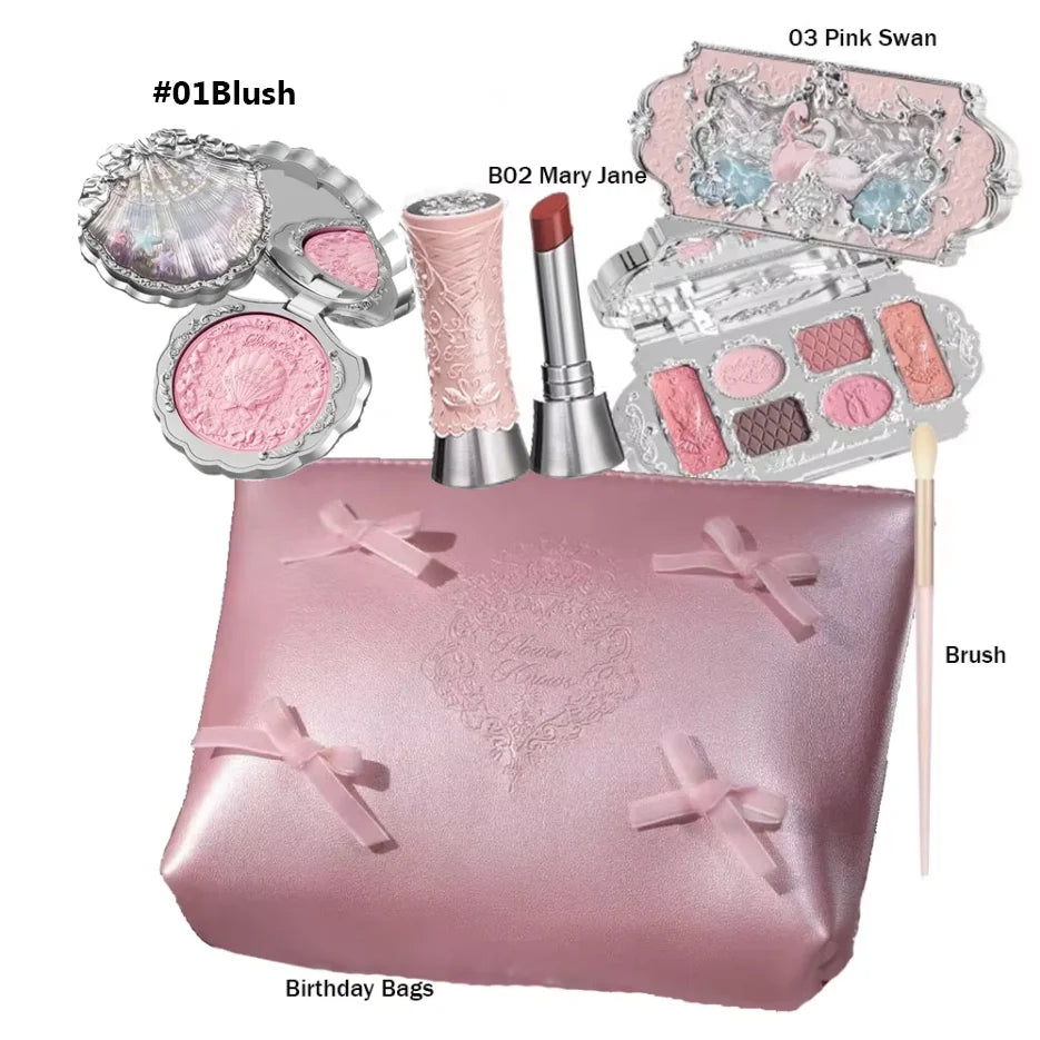 Flower Knows Makeup Set Box Full Swan Bear Garden Collection Embossed Blush Shine Lipstick Kit Foundation  All in Maquiagem Kit