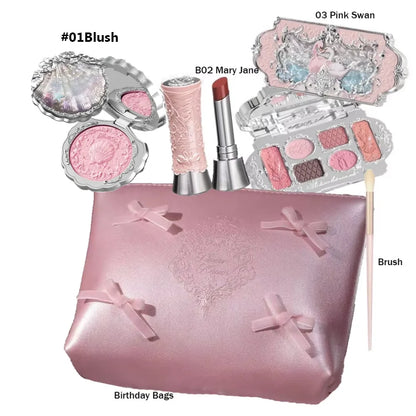 Flower Knows Makeup Set Box Full Swan Bear Garden Collection Embossed Blush Shine Lipstick Kit Foundation  All in Maquiagem Kit