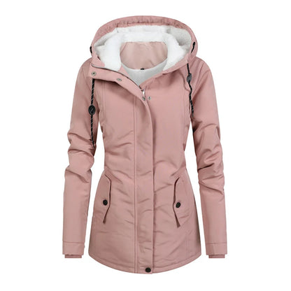 Winter Women Warm Parkas Hooded Retro Thick Plush Coats Female Fleece Lined Mid-Long Cotton Jacket Warm Coats Clothing