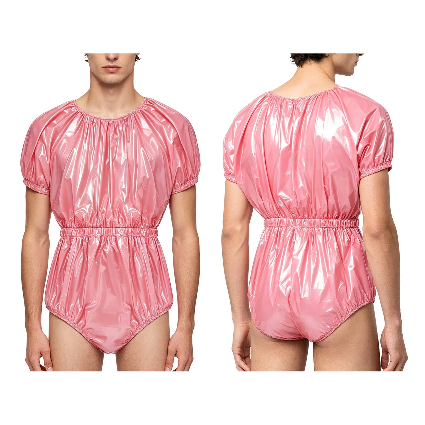 Men Women Waterproof Glossy Bodysuit Leak-proof Washable Diaper Cover Elderly Bedridden Special Needs Adaptive Jumpsuit Swimwear