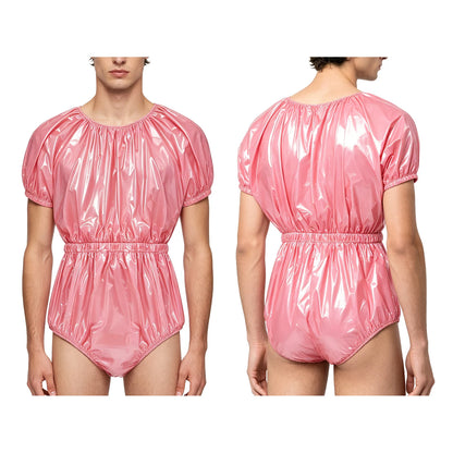 Men Women Waterproof Glossy Bodysuit Leak-proof Washable Diaper Cover Elderly Bedridden Special Needs Adaptive Jumpsuit Swimwear