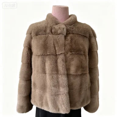 Handmade natural mink fur. Women's short coat