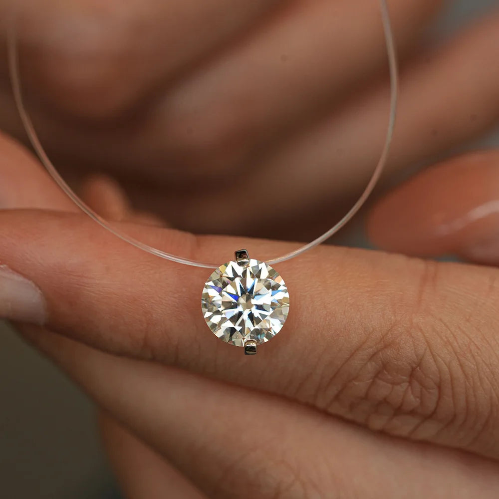 EWYA GRA Certified 1CT Marquise Cut Moissanite Pendant Necklace for Woman 925 Silver Fishing Line Water Drop Diamond Necklaces