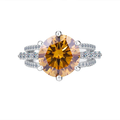 Classic Six-Claw PT950 Platinum Ring Set for Women, 5 Carat Moissanite, Sansheng Sanshi (Three Lives Three Worlds) Style