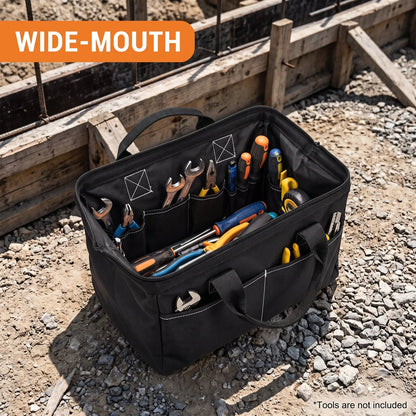 Professional Easy Access Tool Bag With Widened Opening Wear Resistant Oxford Cloth Portable Work Storage Bag For Electricians Carpenters DIY Enthusiasts Handyman Tool Carrier