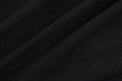 Hugcitar Mesh Long Sleeve Black Zip Up See Through Sheer Sexy Bodycon Jumpsuit 2025 Summer Women Romper Beach Festival Club Y2K