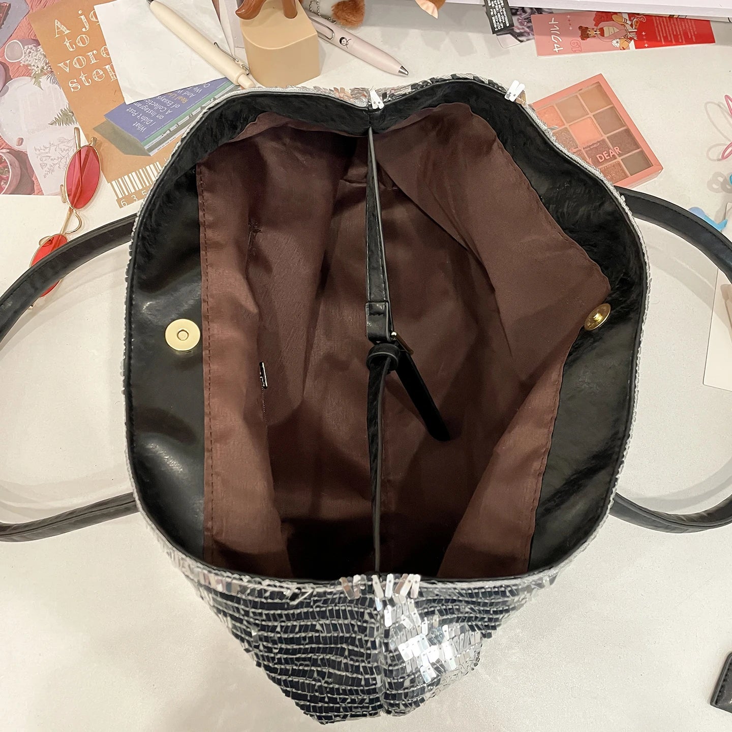 LEFTSIDE Sequins Shoulder Bags for Women 2025 Designer New Trendy Fashion Evening Party Bling Square Bag Handbags and Purses