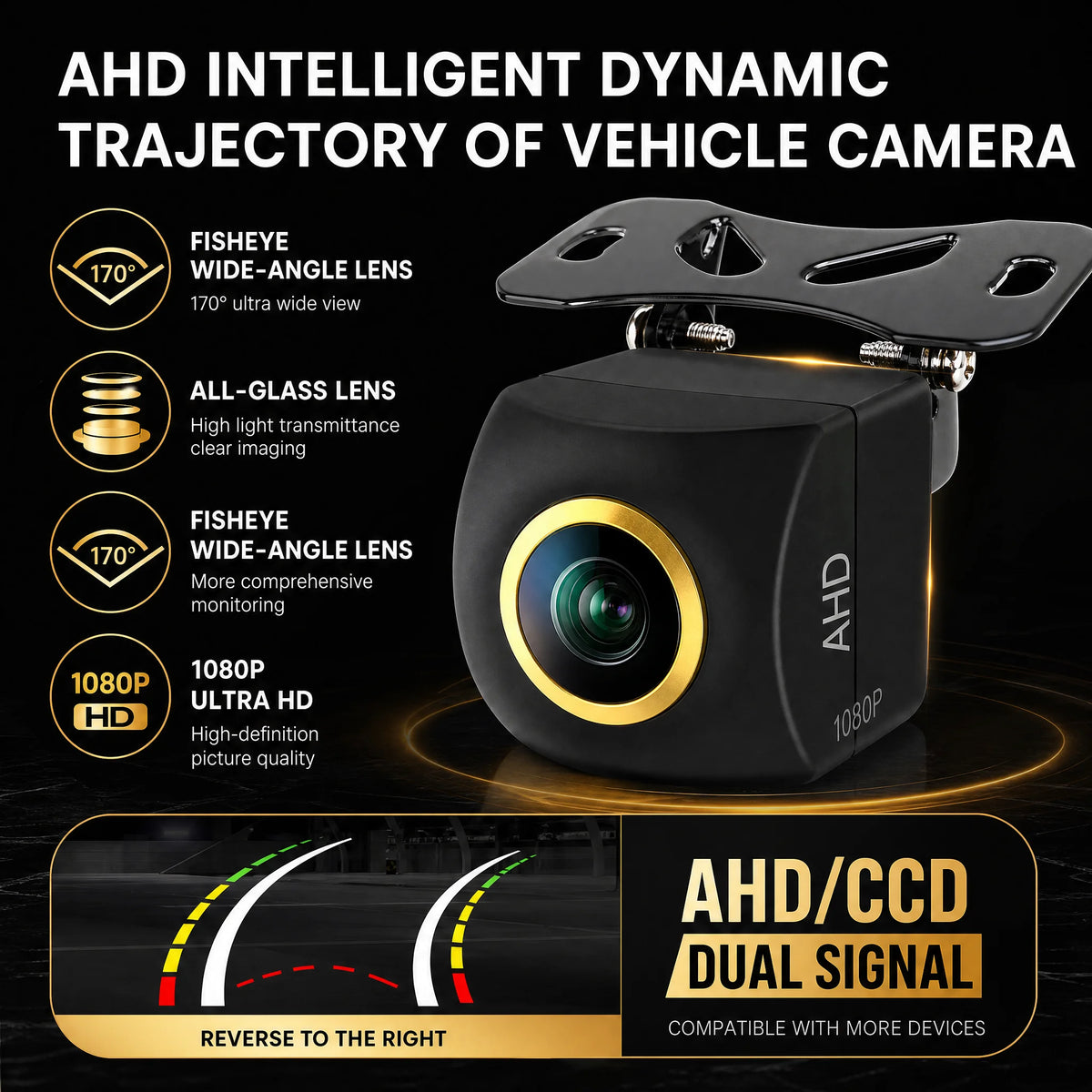 Car Camera HD Night Market AHD1080P Intelligent Dynamic Trajectory Car Image Reversing Camera 170 Wide Angle