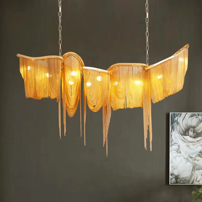 Italian Luxury Gold Tassel Chandeliers Designer Lighting Living Dining Room Decor Aluminum LED Pendant Lamp Villa Hanging Lights