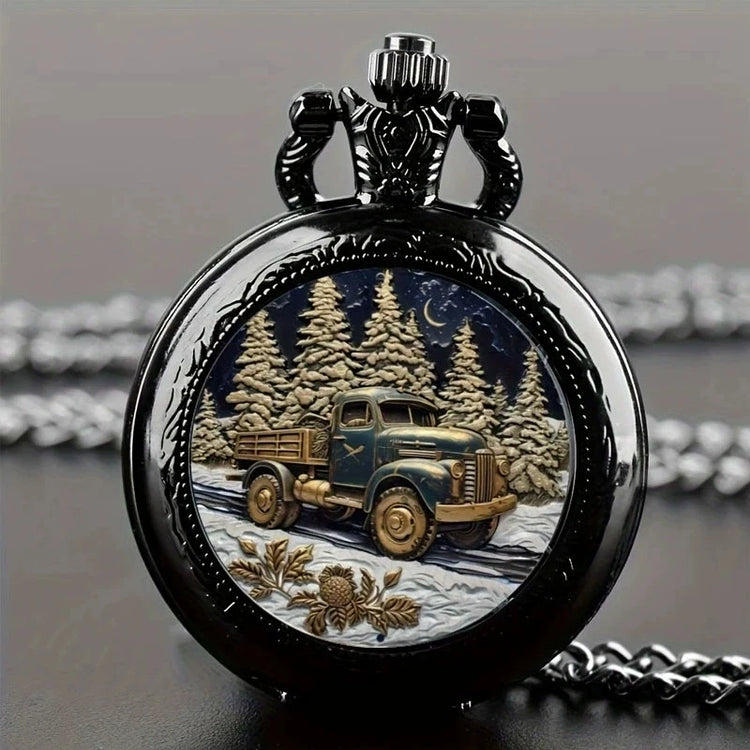 Retro Golden And Silvery Double Dragon Quartz Pocket Watch