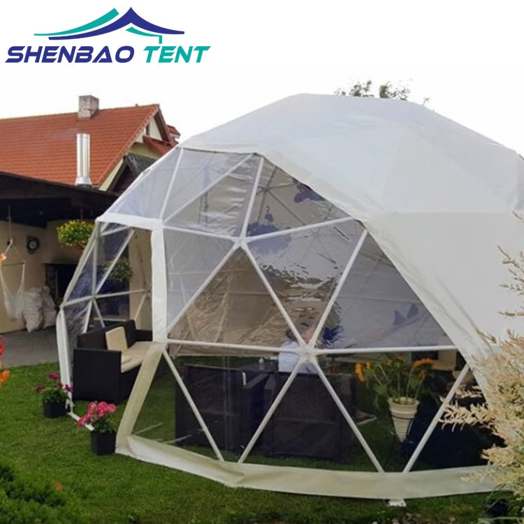 Forest Glamping Geodesic Dome House Prefab Half Sphere Domos Pvc Geodesic Dome Tents for Camping Dome Tent