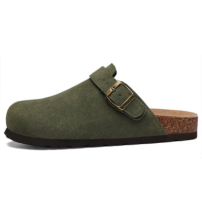 Smile New Cow Suede Women's Potato Shoes With Adjustable Strap Cork Insole Mules Outdoor Unisex Clogs Slippers With Arch Support
