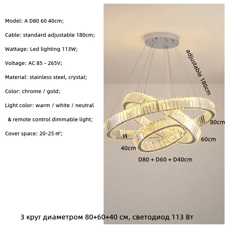 Modern Luxury Led Dimmable Pendant Lights Lustre Living Room Chandelier Lamp Fixtures Foyer Shiny Steel  Luminarias Light
