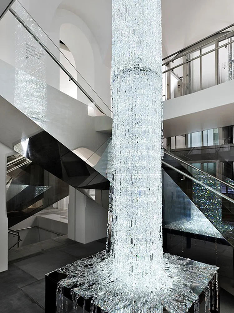 Crystal Spiral Stairs Chandelier Luxury Villa Staircase Chandelier Duplex Loft Hanging Lamp Customized Long Led Pendant Light