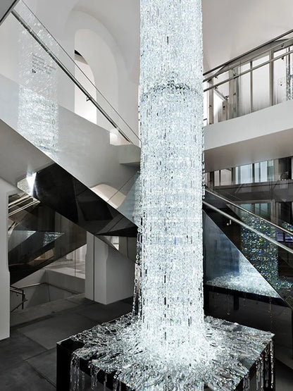 Crystal Spiral Stairs Chandelier Luxury Villa Staircase Chandelier Duplex Loft Hanging Lamp Customized Long Led Pendant Light