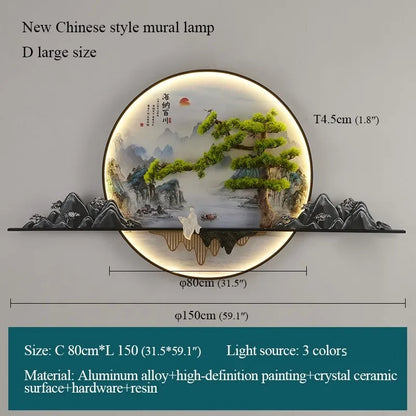 TINNY Modern LED Wall Picture Light Inside Creative Chinese Pine Landscape Mural Sconces Lamp for Home Living Bedroom Study