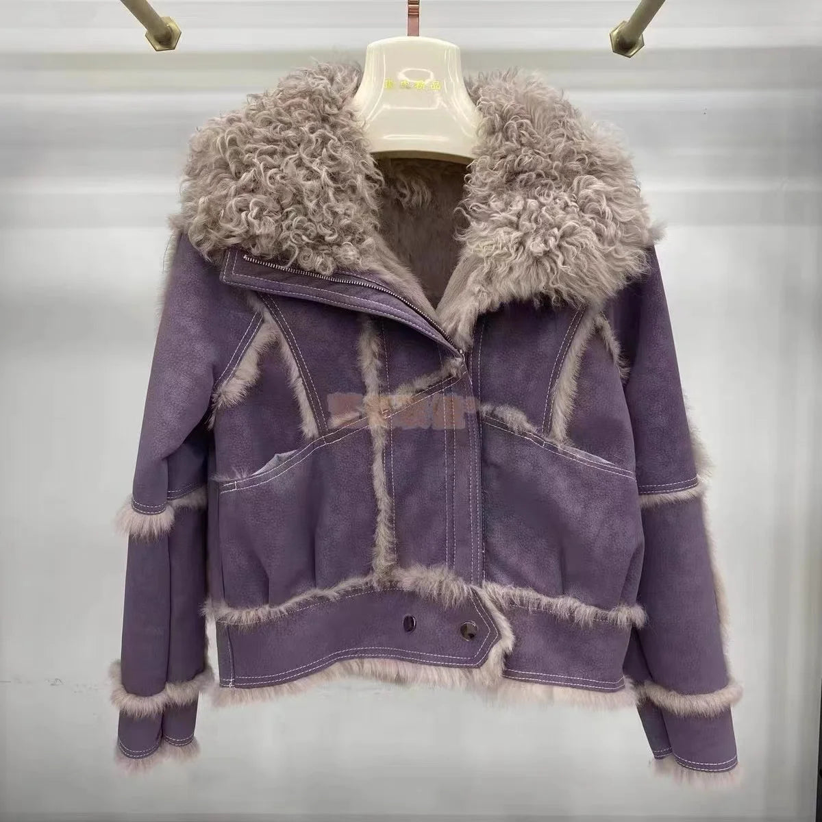 Real Rex rabbit fur Coats With Genuine Sheepskin Leather Wholeskin Natural rabbit fur Jacket Outwear Luxury Women  Winter New