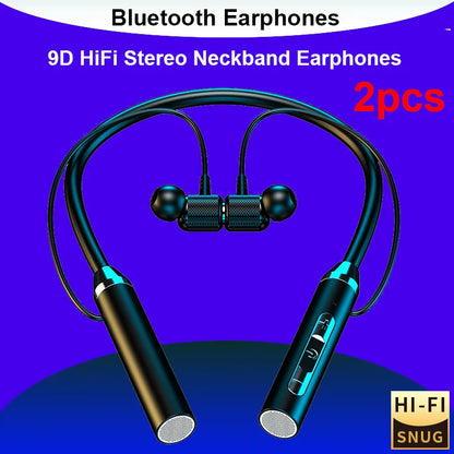 For Xiaomi Lenovo Bluetooth Earphone Silicone Neckband Headset HiFi 9D Stereo Sports Halter Wireless Headset Magnetic Earbuds