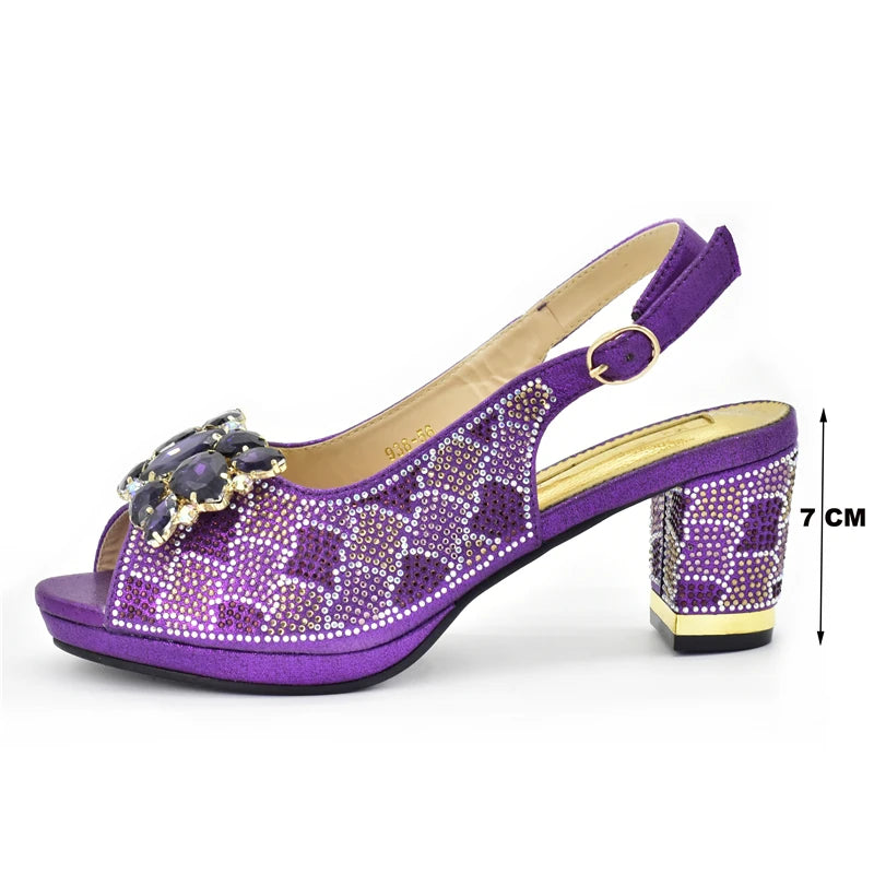 Fashion Shoes and Bag for Party Wedding African Women Wedding Shoes and Bag Set Decorated with Rhinestone Luxery Shoes Women