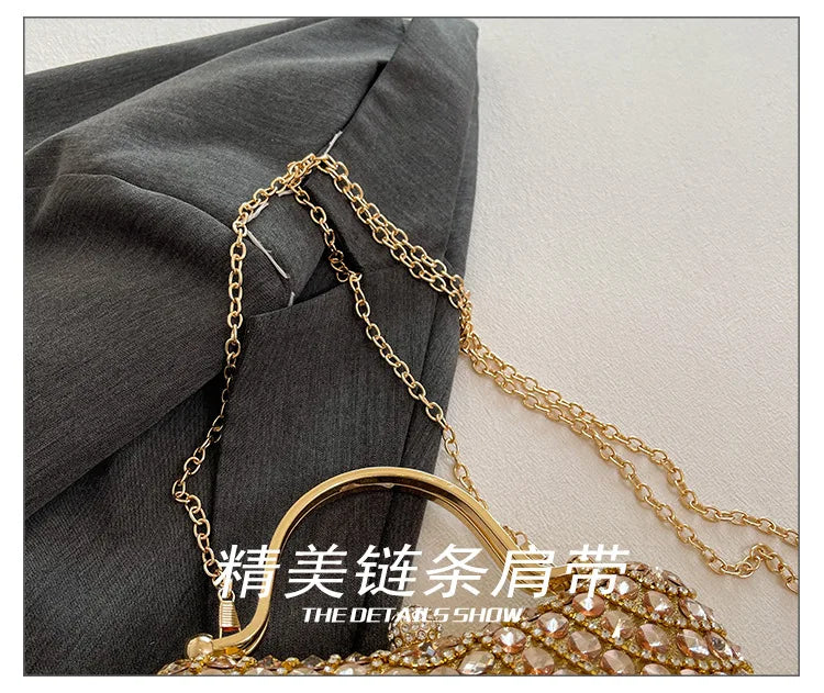 Super Exquisite Diamonds Frame Handbags Gold Silver Hasp Chains Designer New Style Shoulder Bags for Women 2025 Fashion Party