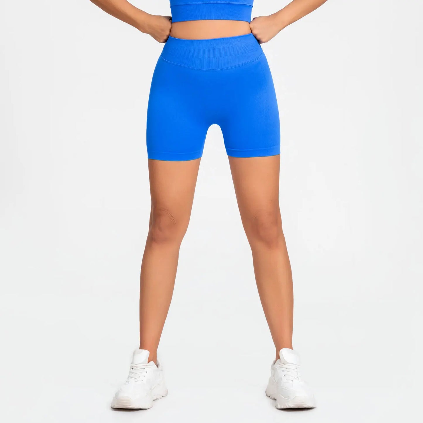 NCLAGEN Impact Shorts 4.5" Women Fitness Sports Biker Shorts Low Ribbed Band Gym Workout Scrunch Butt Yoga Seamless Leggings