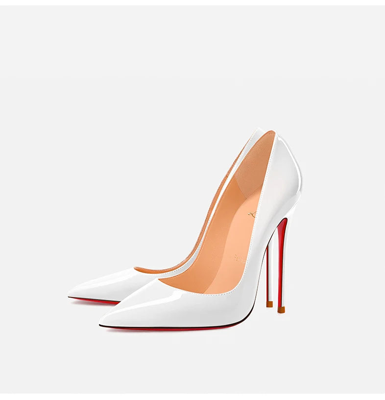 Women Heels Naked Color Women's Elegant High Heel Luxury Black Shoes Woman 2026 Red Shiny Bottoms Pointed Toe Party Ladies Women